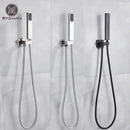 Modern matte black & brushed nickel handshower head with 150cm stainless hose bathroom accessory