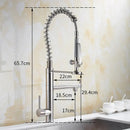 Modern matte black chrome kitchen faucet with pull down spray