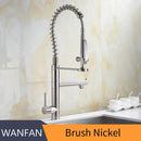 Modern matte black chrome kitchen faucet with pull down spray