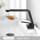 Modern matte black & chrome waterfall basin sink faucet bathroom mixer