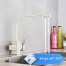 Modern matte black curved dual handle kitchen faucet