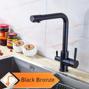 Modern matte black curved dual handle kitchen faucet