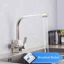 Modern matte black curved dual handle kitchen faucet