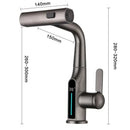 Modern matte black digital display waterfall basin faucet bathroom tap