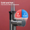 Modern matte black digital display waterfall kitchen sink faucet