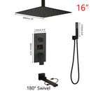 Modern matte black digital shower faucet bathroom rainfall system