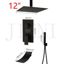 Modern matte black digital shower faucet bathroom rainfall system