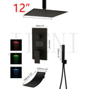 Modern matte black digital shower faucet bathroom rainfall system