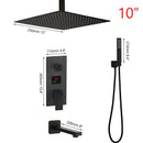 Modern matte black digital shower faucet bathroom rainfall system