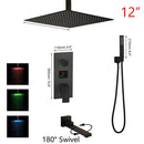 Modern matte black digital shower faucet bathroom rainfall system