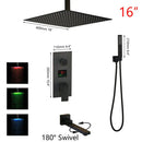 Modern matte black digital shower faucet bathroom rainfall system