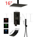 Modern matte black digital shower faucet bathroom rainfall system