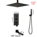 Modern matte black digital shower faucet bathroom rainfall system