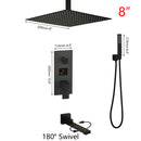 Modern matte black digital shower faucet bathroom rainfall system