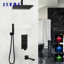 Modern matte black digital shower faucet bathroom rainfall system