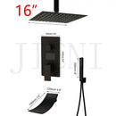 Modern matte black digital shower faucet bathroom rainfall system