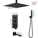 Modern matte black digital shower faucet bathroom rainfall system