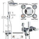 Modern matte black digital shower faucet set bathroom rain head