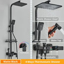 Modern matte black digital shower faucet set bathroom rain system