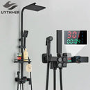 Modern matte black digital shower faucet set bathroom rain system