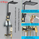 Modern matte black digital shower faucet set bathroom rainfall system