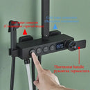 Modern matte black digital shower faucet set bathroom rainfall system