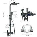 Modern matte black digital shower faucet set with bidet for bathroom