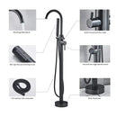 Modern matte black dual handle bathtub faucet set bathroom floor tap