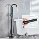 Modern matte black dual handle bathtub faucet set bathroom floor tap