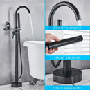 Modern matte black dual handle bathtub faucet set bathroom floor tap