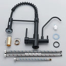 Modern matte black dual handle kitchen faucet with purification spout
