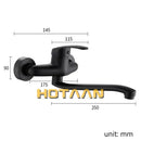 Modern matte black dual hole kitchen faucet with curved spout