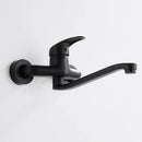 Modern matte black dual hole kitchen faucet with curved spout