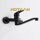 Modern matte black dual hole kitchen faucet with curved spout