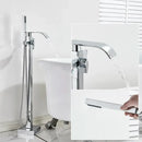 Modern matte black floor mounted bathtub faucet waterfall bathroom set