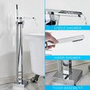 Modern matte black floor mounted bathtub faucet waterfall bathroom set