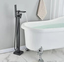 Modern matte black floor mounted bathtub faucet waterfall bathroom set