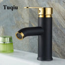 Modern matte black & gold single handle faucet wash basin mixer