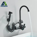Modern matte black gourmet kitchen faucet with extendable spray