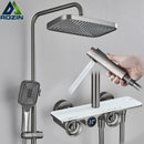 Modern matte black & grey digital shower faucet set bathroom rainfall