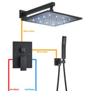 Modern matte black led rainfall shower faucet set bathroom fixture