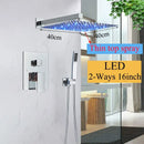 Modern matte black led rainfall shower faucet set bathroom fixture