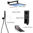 Modern matte black led rainfall shower faucet set bathroom fixture