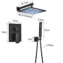 Modern matte black led rainfall shower faucet set bathroom fixture