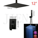 DecorBites™ Black Bathroom Shower Faucet Set with Ceiling Mount LED Shower Head Mixer Tap