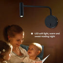 Modern matte black led wall lights curved bedroom reading lamp