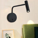 Modern matte black led wall lights curved bedroom reading lamp