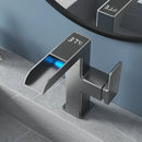 Modern matte black led waterfall basin faucet bathroom temperature display
