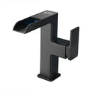 Modern matte black led waterfall basin faucet bathroom temperature display