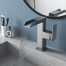 Modern matte black led waterfall basin faucet bathroom temperature display